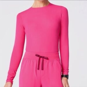 Figs Hot Pink Short Sleeve Top